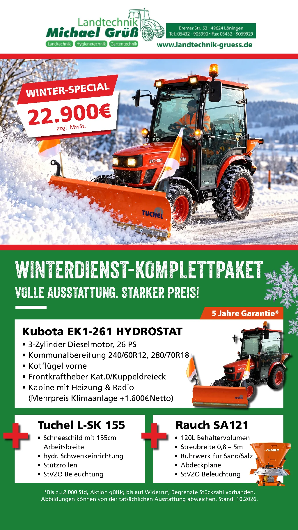 Kubota EK1-261 WINTERDIENST KOMPLETTPAKET